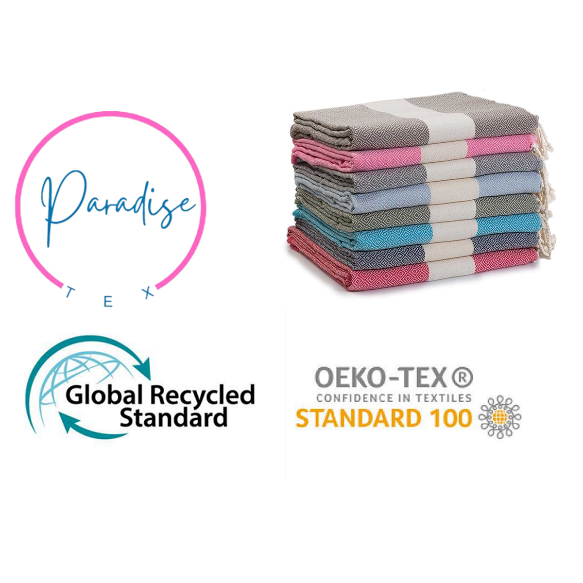 Coffret de 2 Serviette traditionnel polyvalence haut de gamme en coton - Fouta Diamond XL En Beige et taupe rayée blanc B