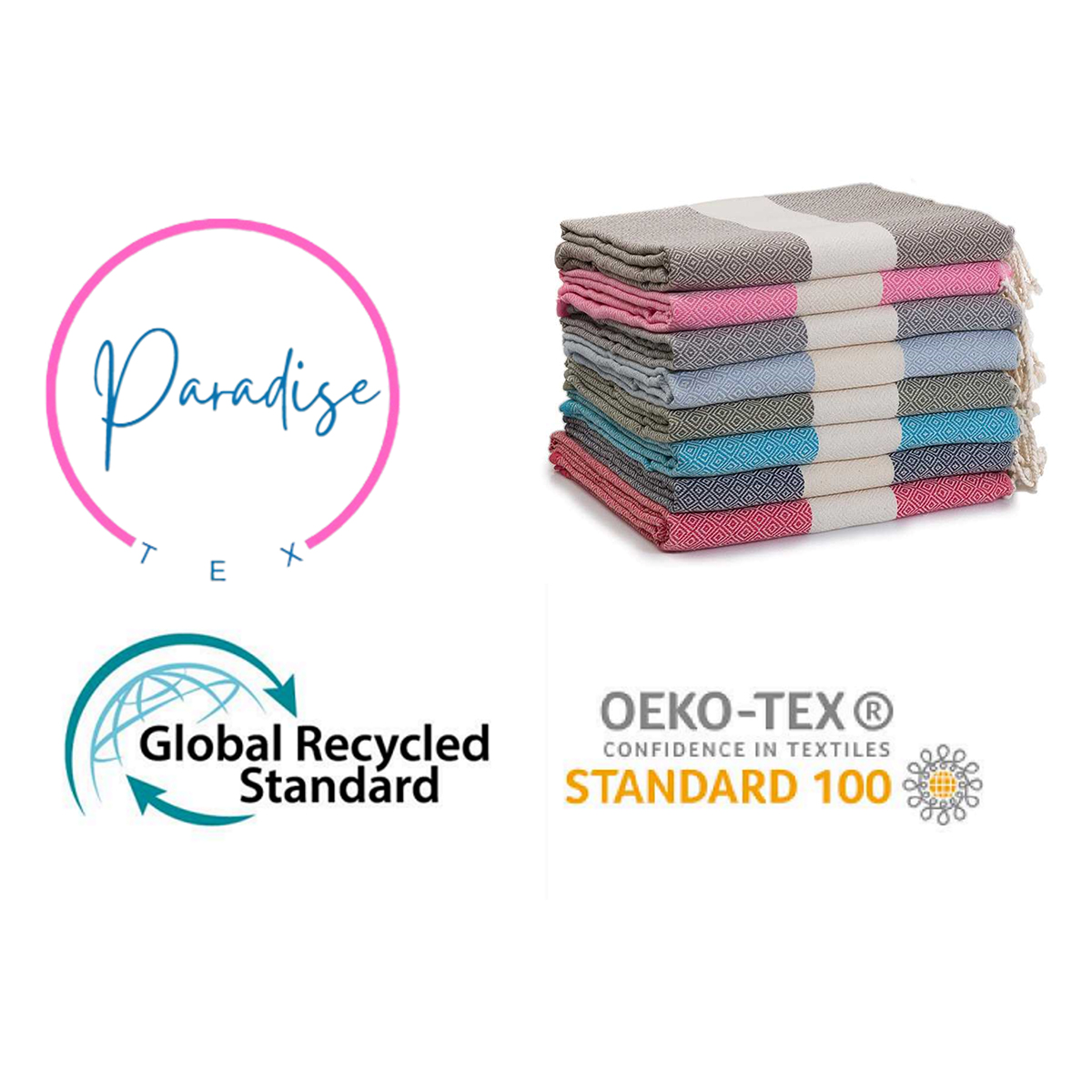 Coffret de 2 Serviette traditionnel polyvalence haut de gamme en coton - Fouta Diamond XL En bleu ciel et Vert kaki rayée blanc b