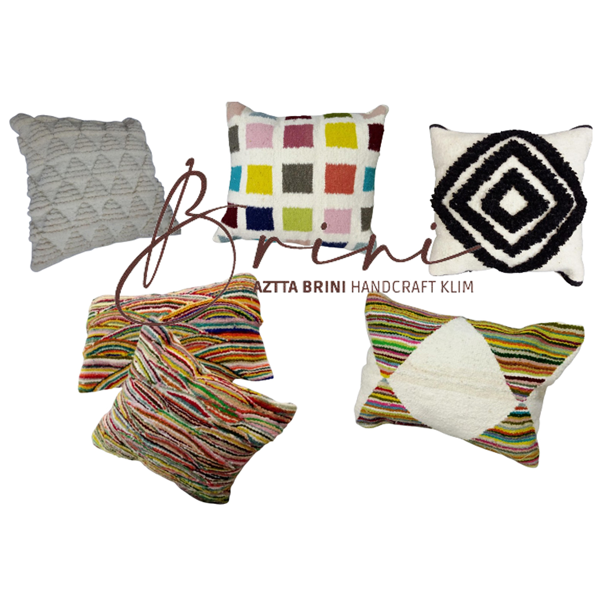 Coussin carré berbère en en 100% laine et Cotton naturelle design margoum en carreaux Multicolores A