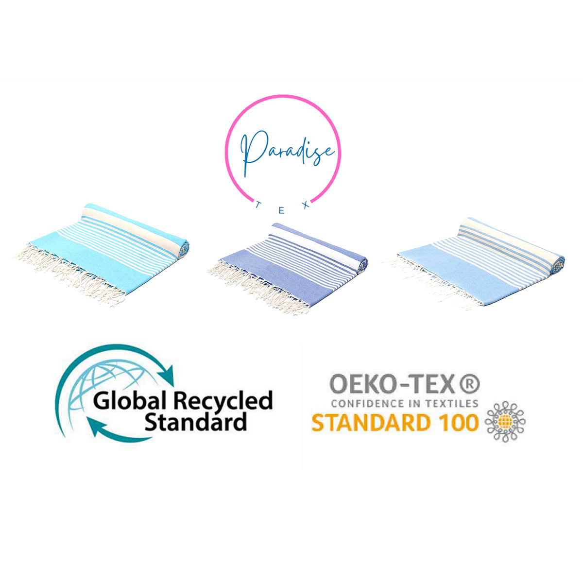 Jeté Arthur en coton XL - multi usage Fabrication artisanale Bleu ciel foncé rayée blanc b