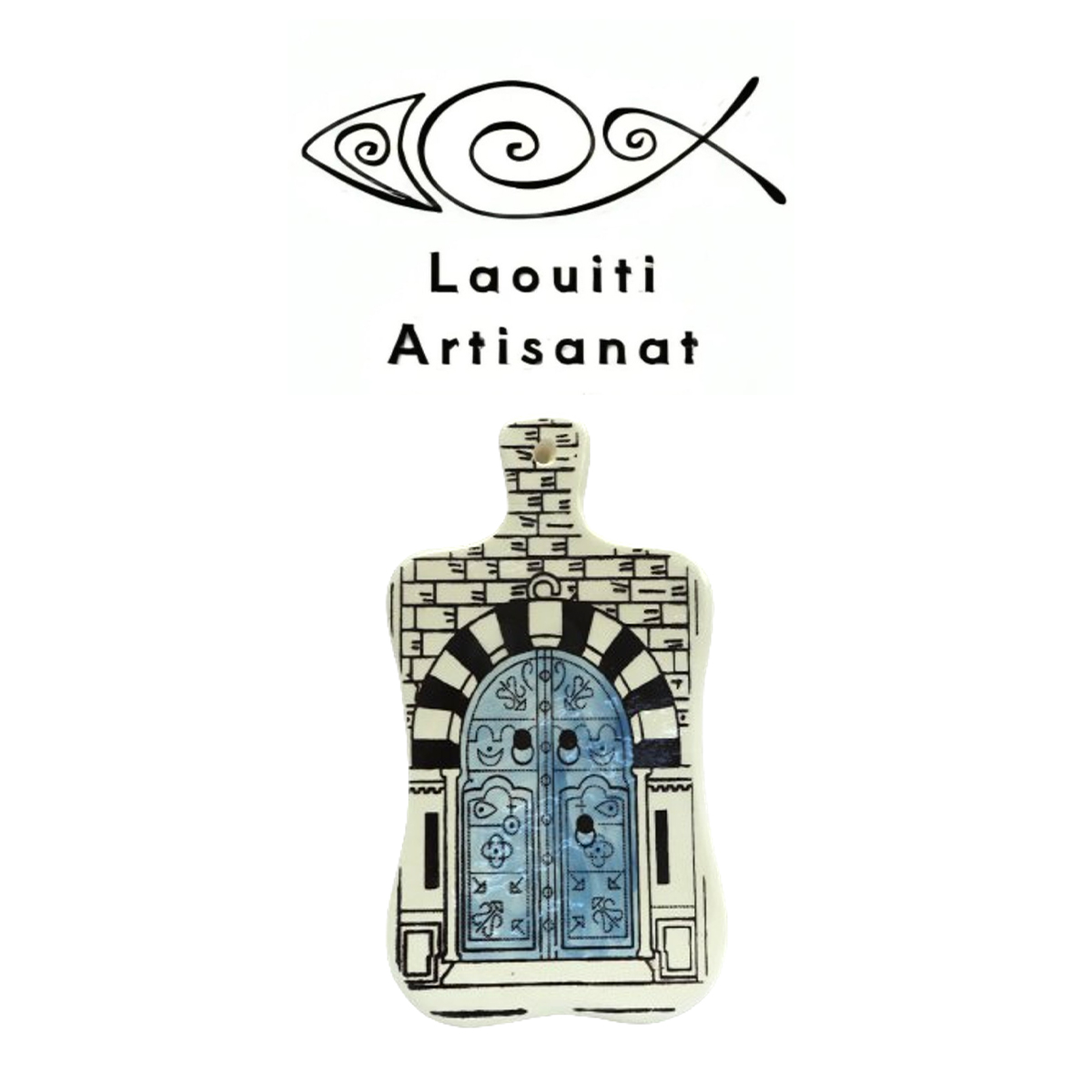 Planche de présentation culinaire rectangulaire en fine céramique fait main motif arabesque A