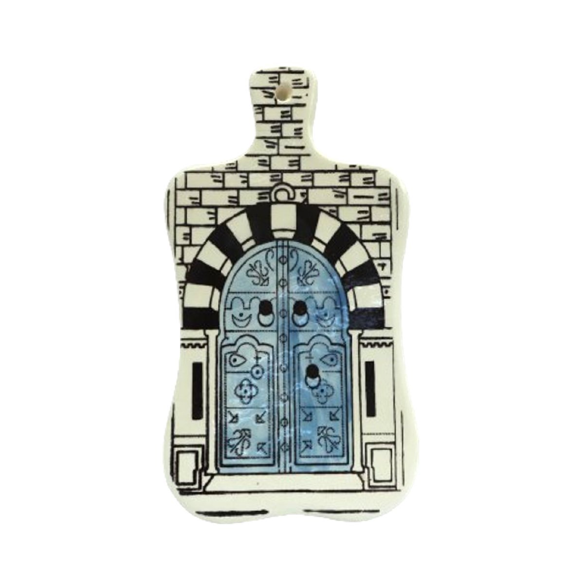 Planche de présentation culinaire rectangulaire en fine céramique fait main motif arabesque