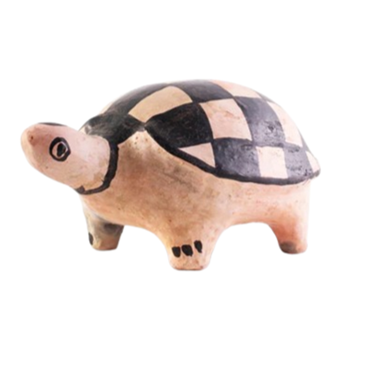 Collection Héritage Khalti Jomaa - Sculpture de tortue nue en terre cuite bicolor en beige et noir en Poterie de sejnane