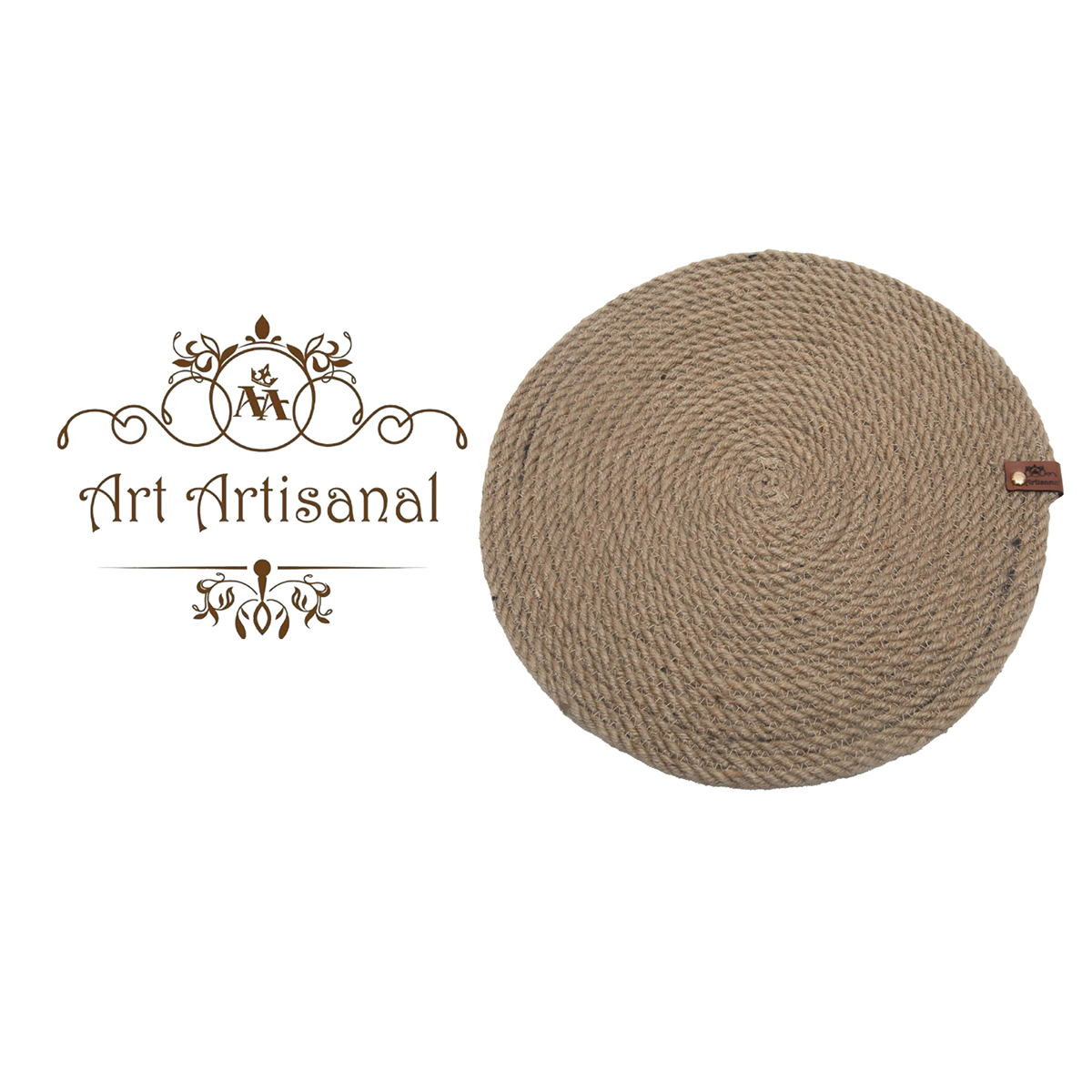 Ensemble de 4 Sets de table rondes en fibre végétale naturelle fait main A