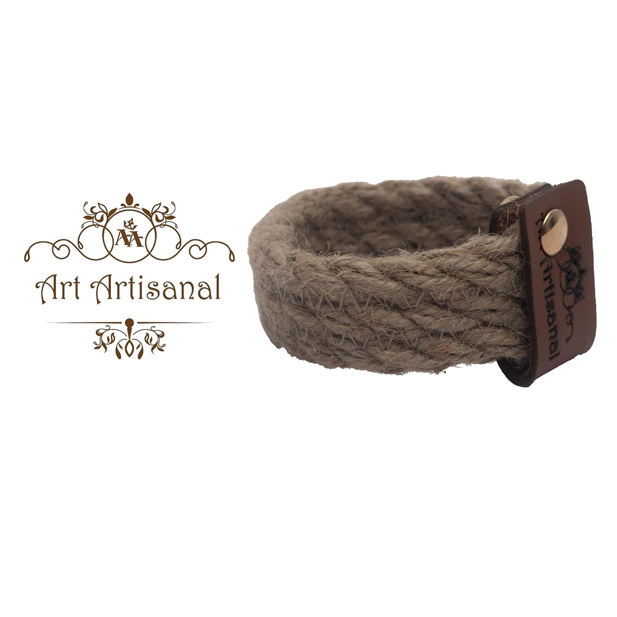 Ensemble de 4 ronds de serviette en fibres naturelles beige fait main B