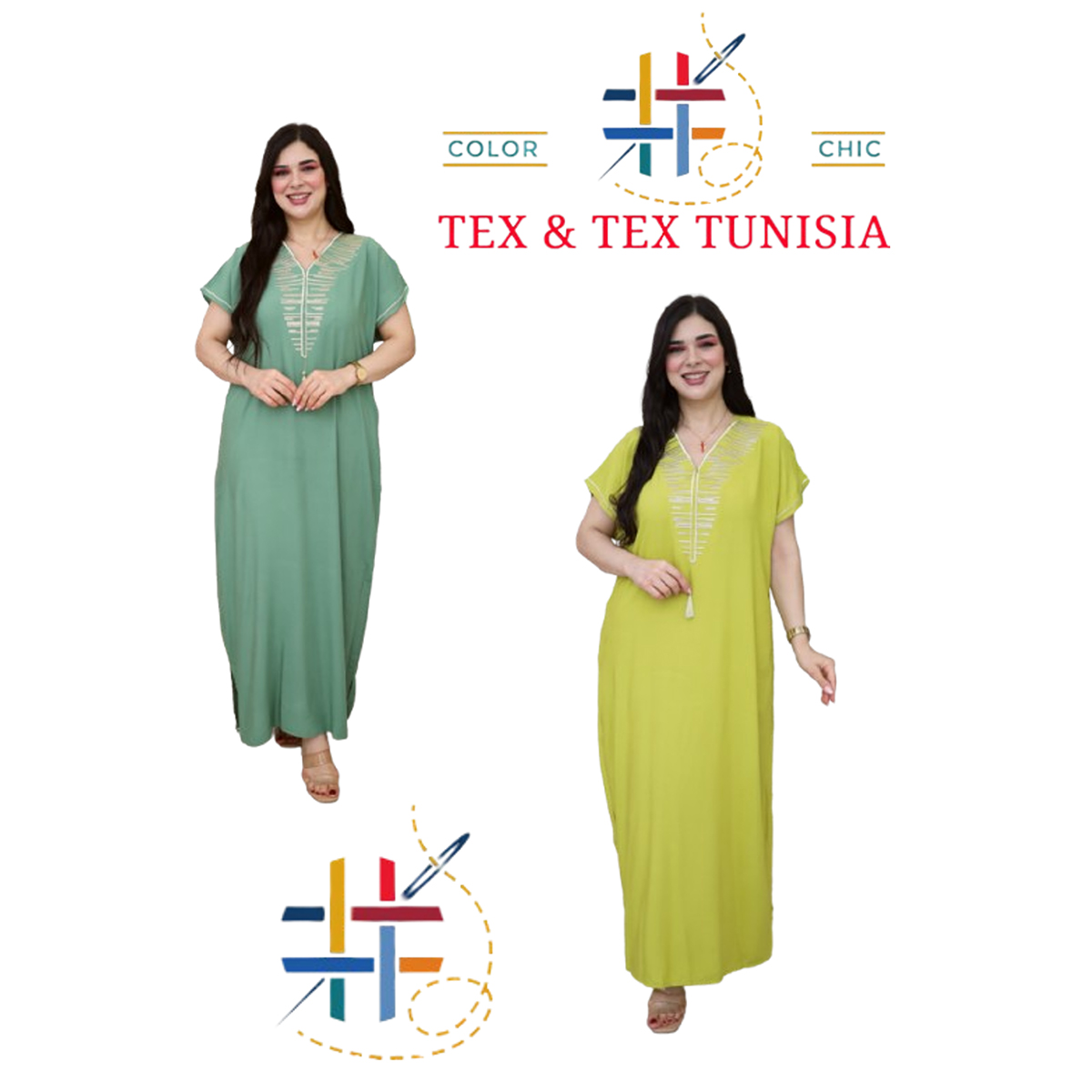 Jebba fashion printemps-été 2025 - Jebba demi manche motif Cléopâtre en broderie dorée col V en rose vert rotana A