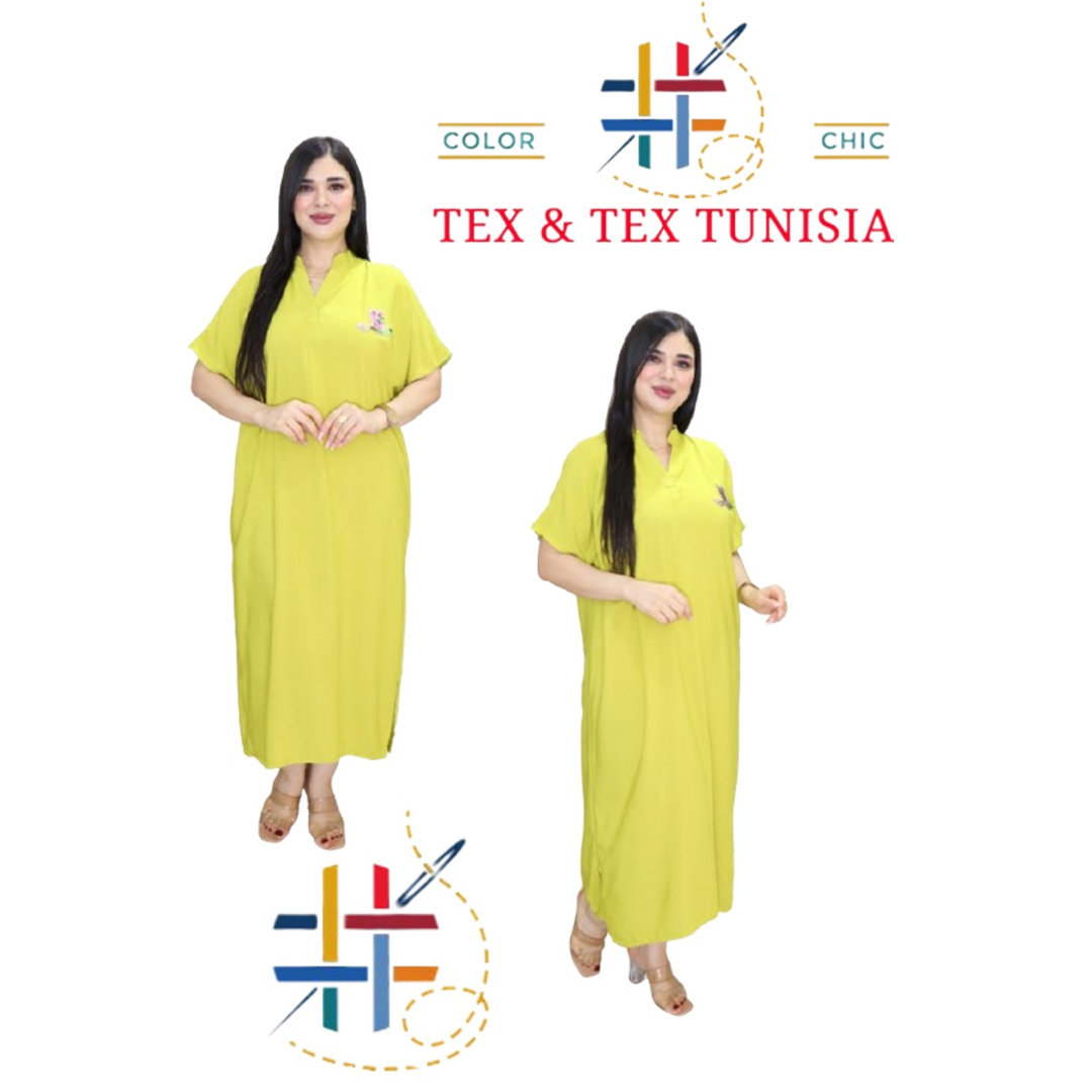 Jebba fashion printemps-été 2025 - Jebba demi manche motif asfour en broderie paillettes col officier en vert anis 2