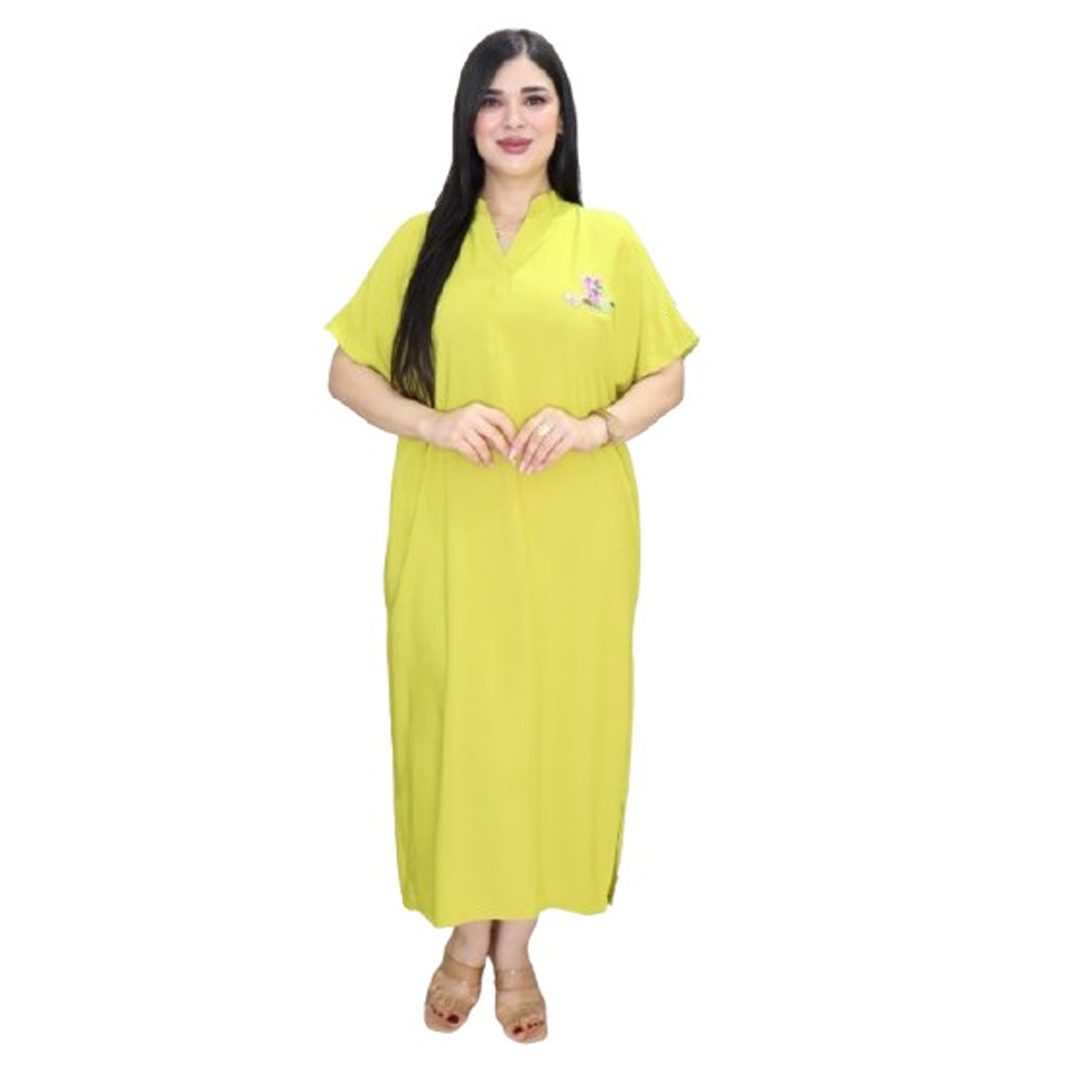 Jebba fashion printemps-été 2025 - Jebba demi manche motif asfour en broderie paillettes col officier en vert anis