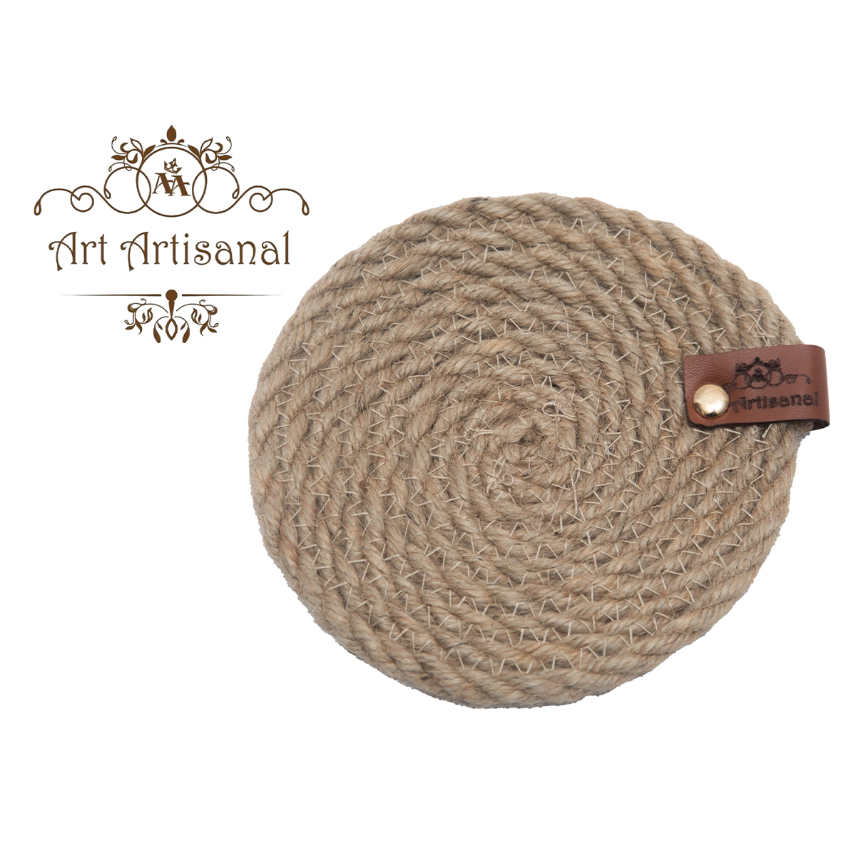 Set de 4 sous tasses beige en fibre végétale naturelle fait main B