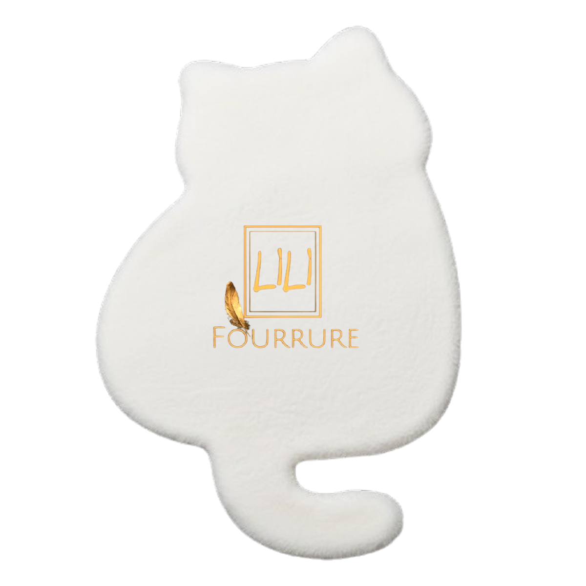 Tapis en fausse fourrure haut de gamme design Chat en blanc, tapis de sol antidérapant
