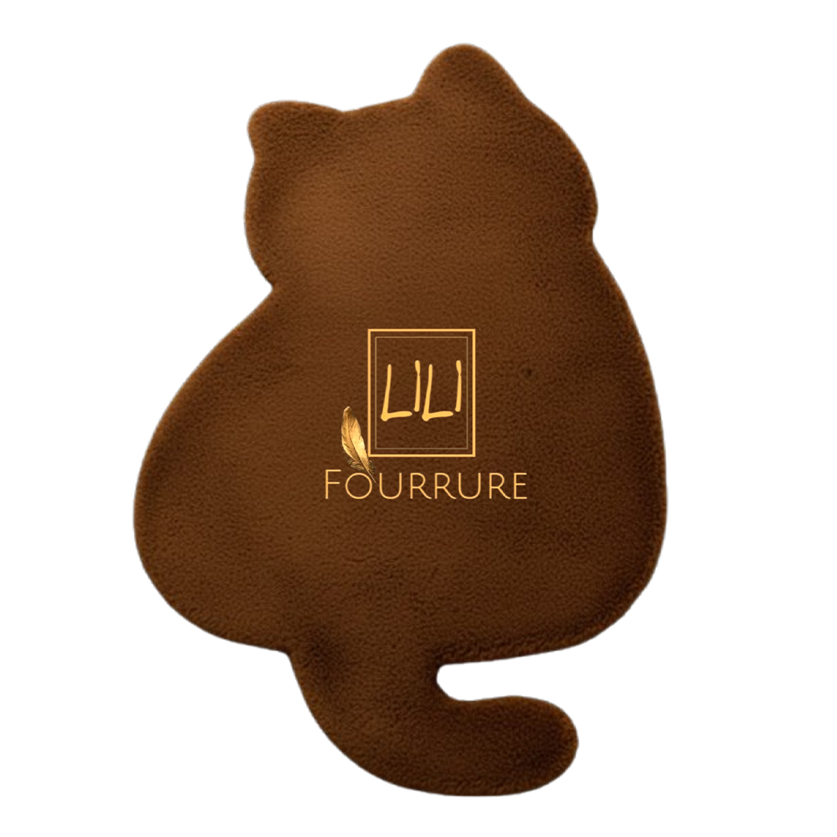 Tapis en fausse fourrure haut de gamme design Chat en marron, tapis de sol antidérapant