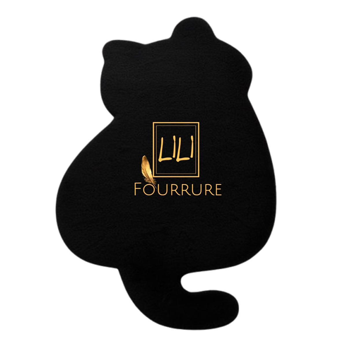 Tapis en fausse fourrure haut de gamme design Chat en noir, tapis de sol antidérapant