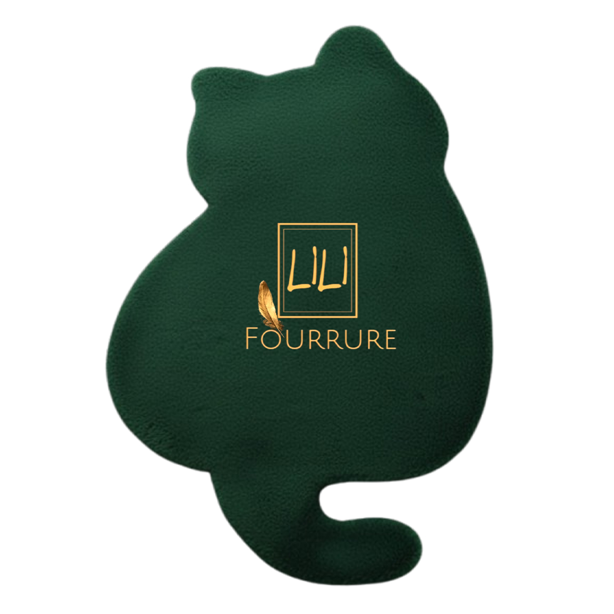 Tapis en fausse fourrure haut de gamme design Chat en vert, tapis de sol antidérapant