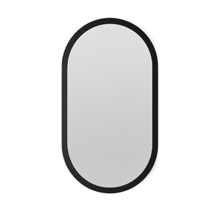 Miroir ovale haut de gamme en bois massif peint noir