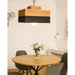 Suspension Combino Carrée Lampes design Armin Home Suspension en bois de style vintage fabrication artisanale T3 B