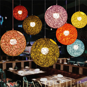 Suspension globes turquoise en rotin design Armin Home tressé à la main en fil de rotin de style vintage fabrication artisanale T1 B